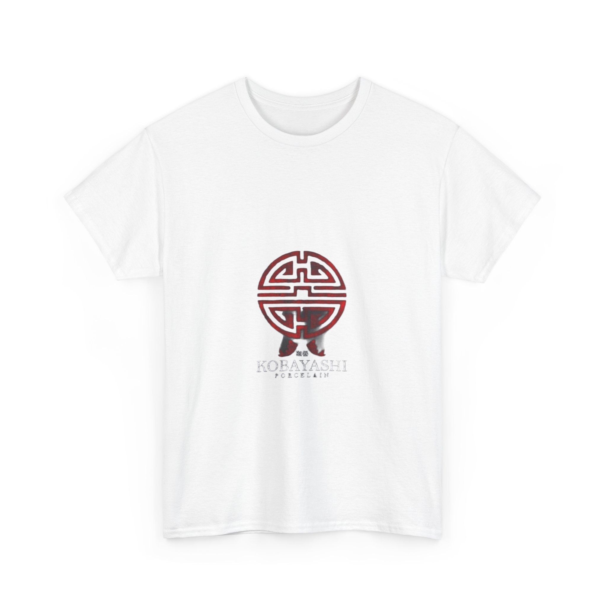Impressley Kobayashi Porcelain T-Shirt  Japanese Symbol Graphic Tee for Men & Women, Asian-Inspired Streetwear Top