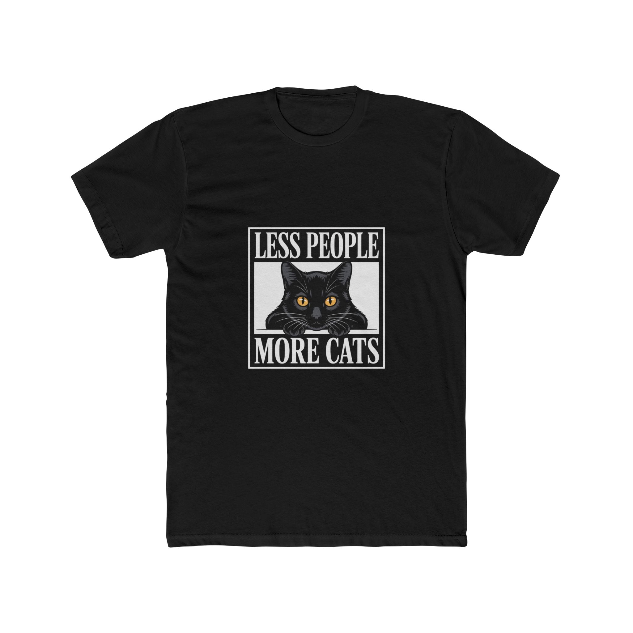 Impressley Less People More Cats T-Shirt – Funny Cat Lover Tee | Black Cat Graphic Shirt | Introvert Gift for Pet Parents