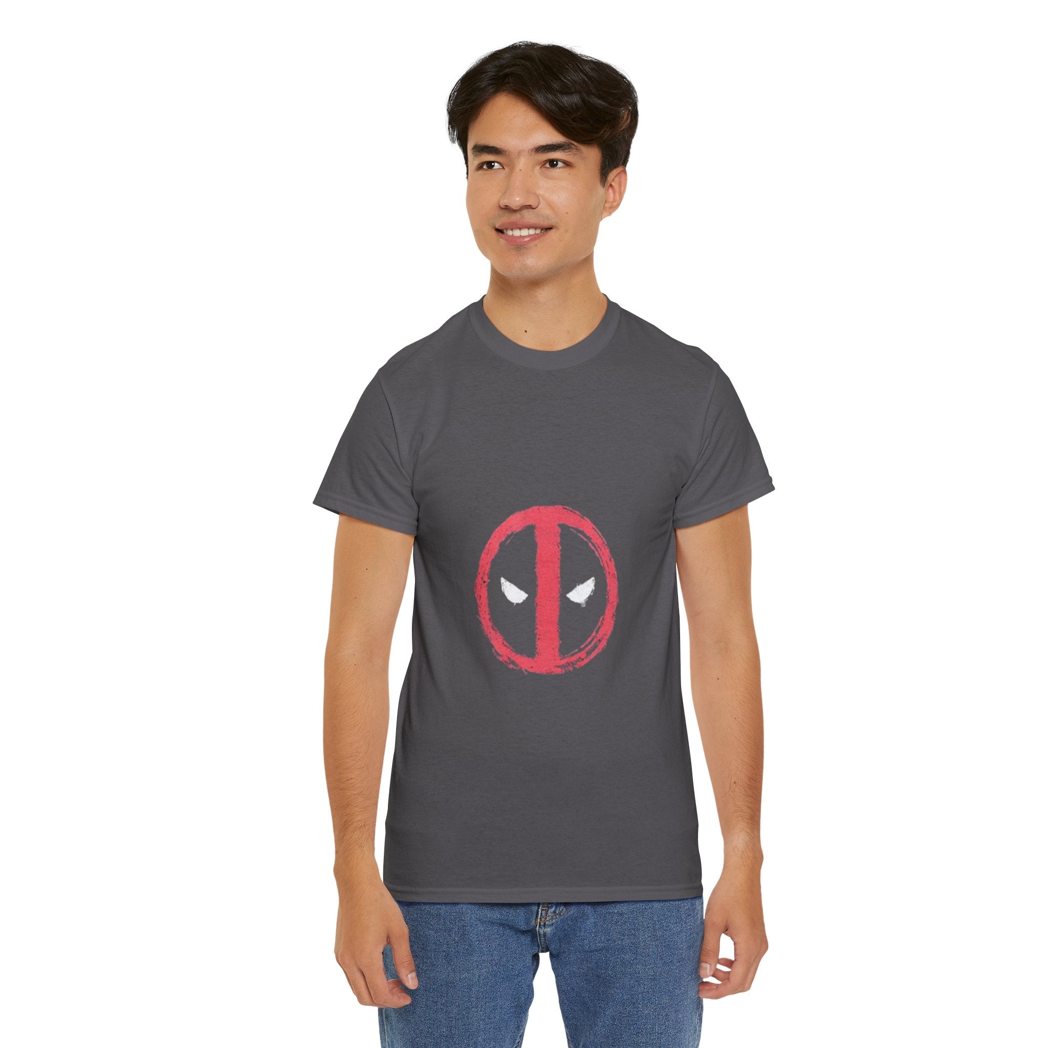 Impressley Deadpool Logo T-Shirt  Marvel Superhero Graphic Tee for Men & Women, Casual Black Short Sleeve