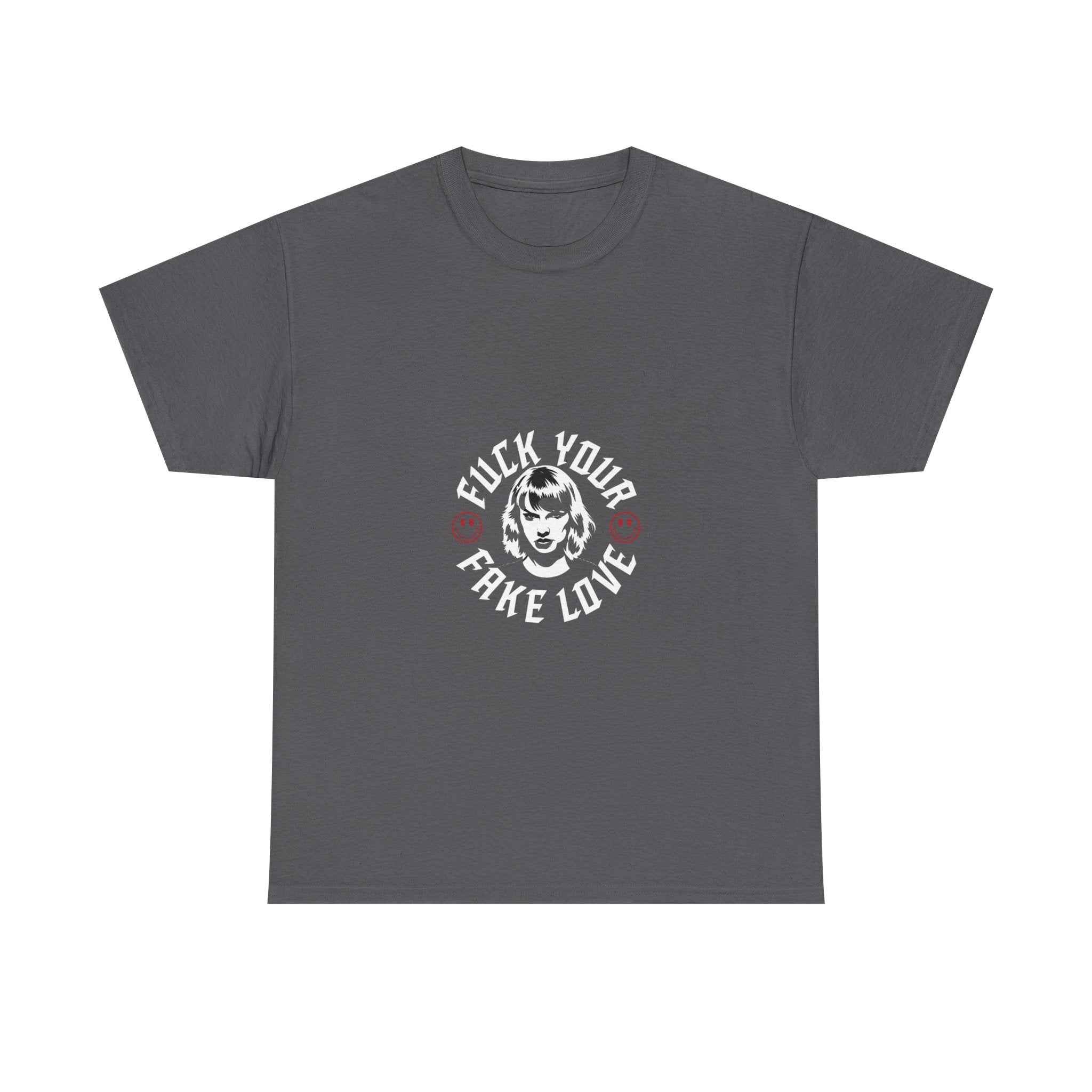 Impressley “F*ck Your Fake Love” Graphic T-Shirt – Edgy Attitude Tee with Gothic Girl Design | Streetwear Shirt for Men & Women | Anti-Fake Love Punk Aesthetic