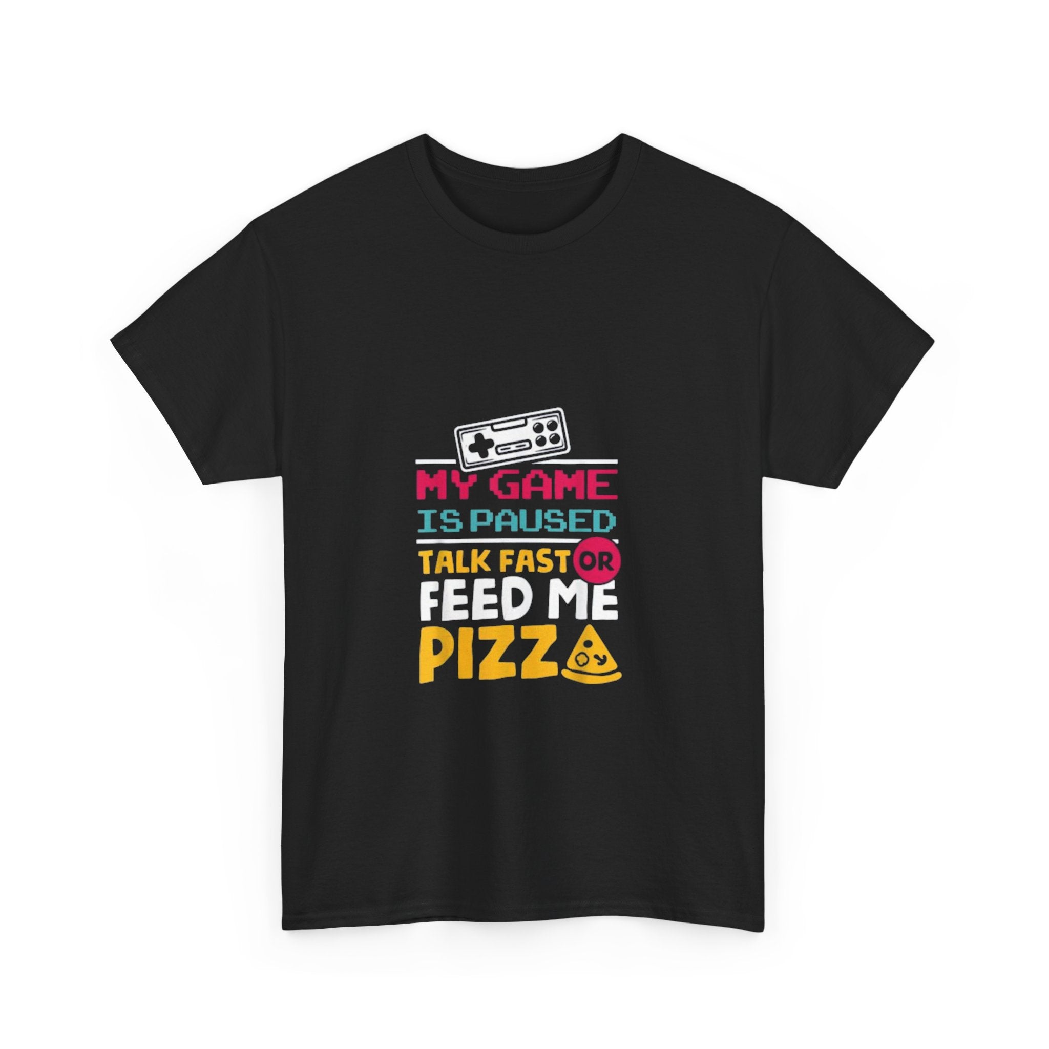 Impressley Gaming T-Shirt – Funny My Game is Paused Graphic Tee for Gamers & Pizza Lovers
