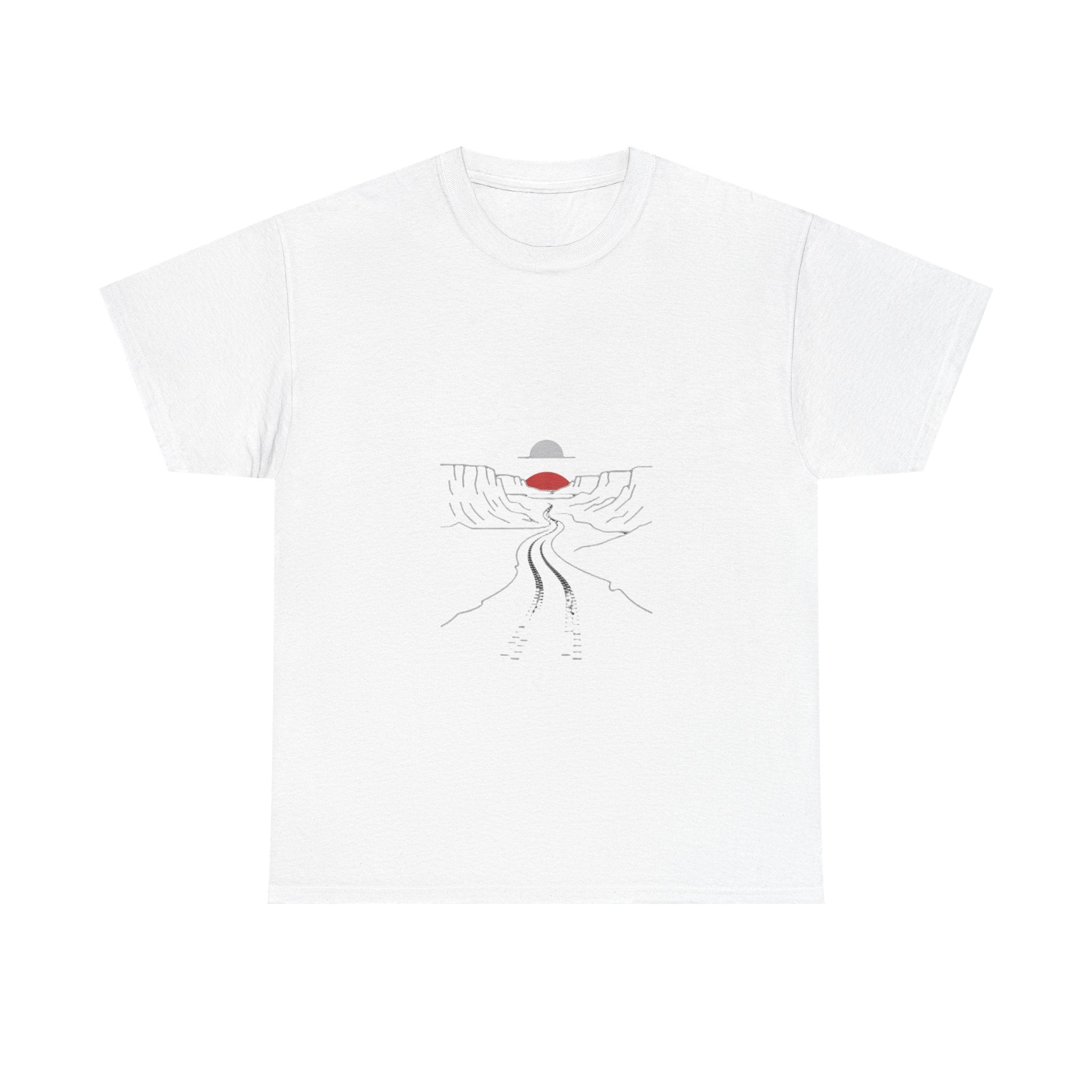 Impressley Minimalist Landscape T-Shirt – Aesthetic Desert Road & Sunset Graphic Tee for Men & Women