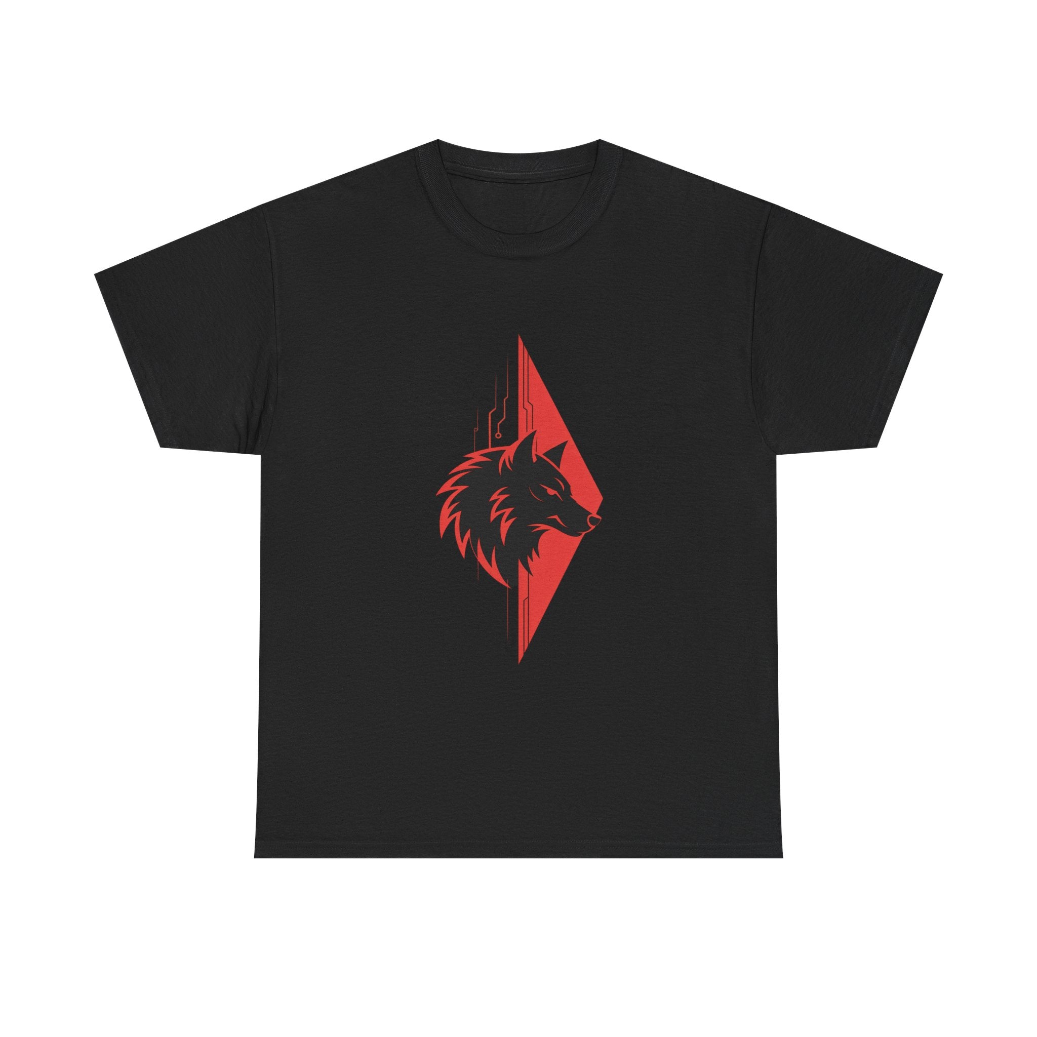 Impressley Cyber Wolf T-Shirt – Futuristic Geometric Wolf Head Graphic Tee for Men & Women | Techwear Gamer Streetwear Aesthetic