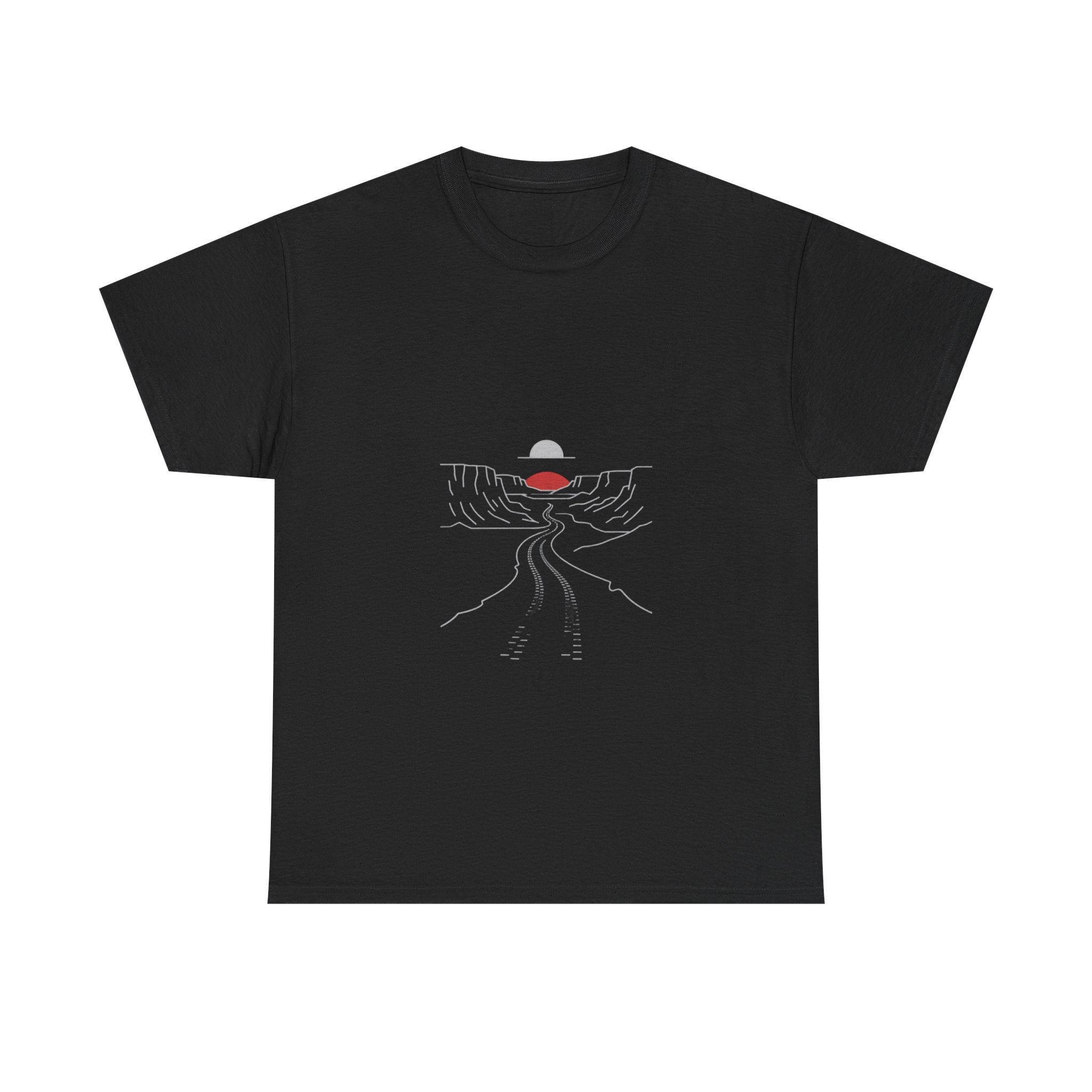 Impressley Minimalist Landscape T-Shirt – Aesthetic Desert Road & Sunset Graphic Tee for Men & Women