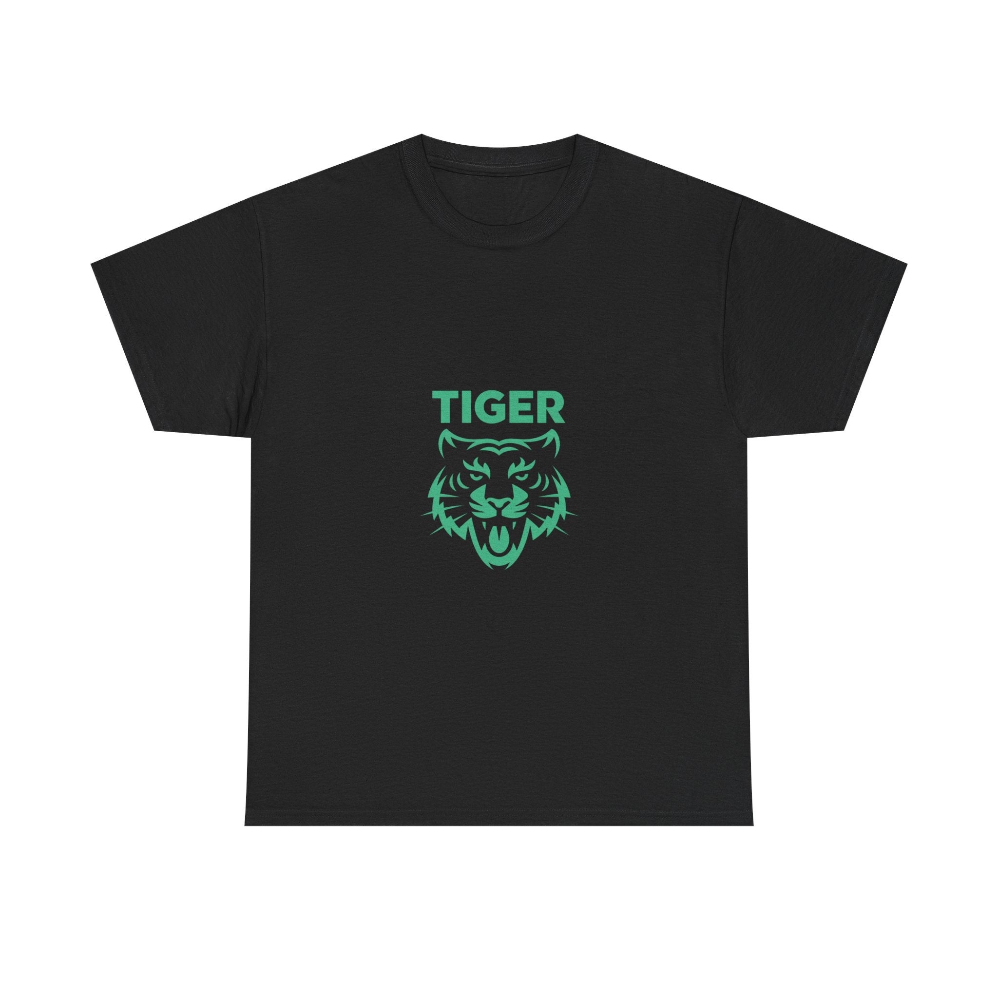 Impressley Tiger Face Graphic T-Shirt – Minimalist Jungle Animal Tee for Men & Women | Fierce Wild Cat Design in Green | Casual Safari Shirt