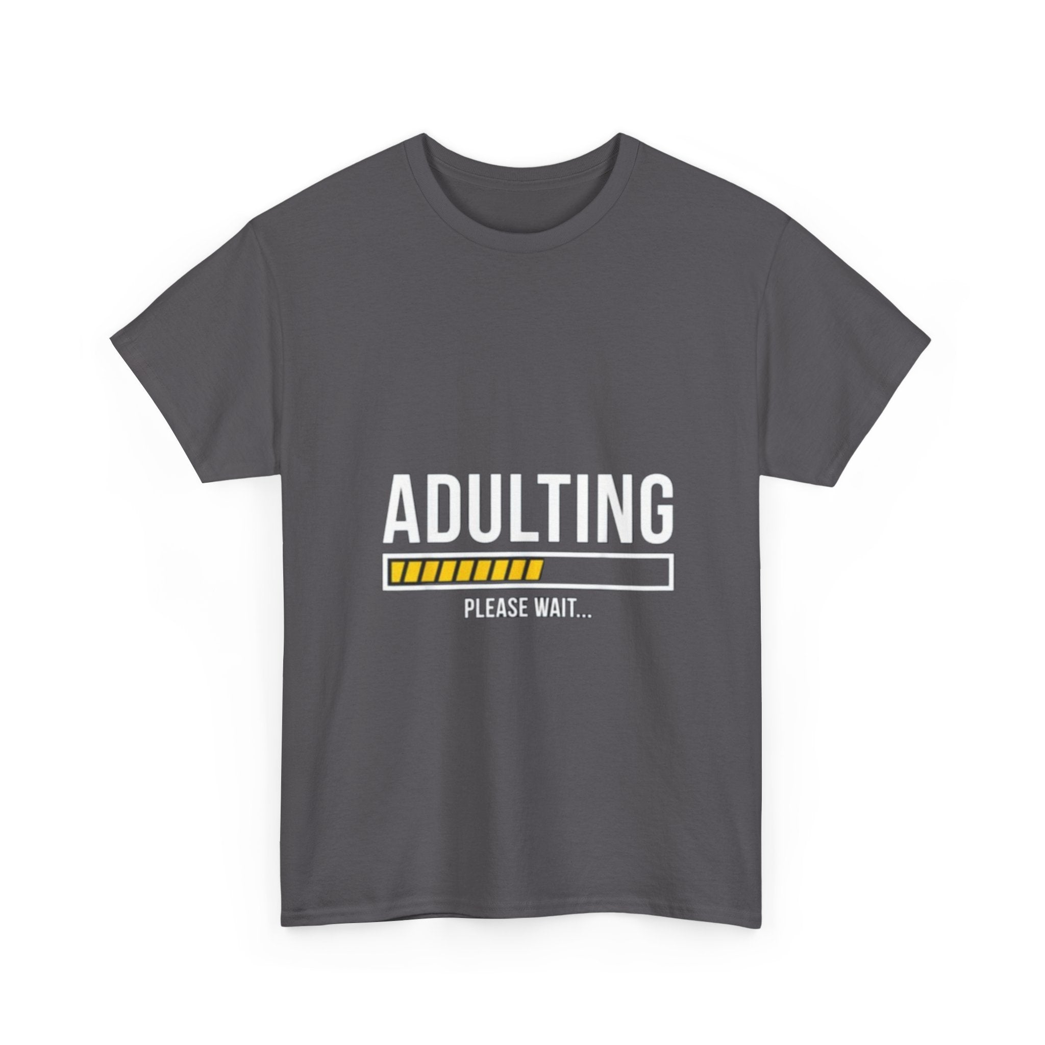 Impressley Adulting Please Wait T-Shirt  Funny Loading Bar Graphic Tee for Men & Women, Humor Sarcasm Casual Shirt