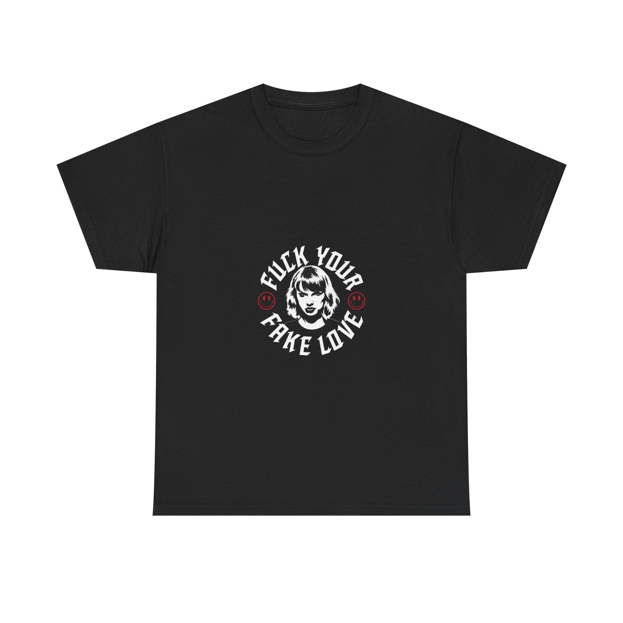 Impressley “F*ck Your Fake Love” Graphic T-Shirt – Edgy Attitude Tee with Gothic Girl Design | Streetwear Shirt for Men & Women | Anti-Fake Love Punk Aesthetic