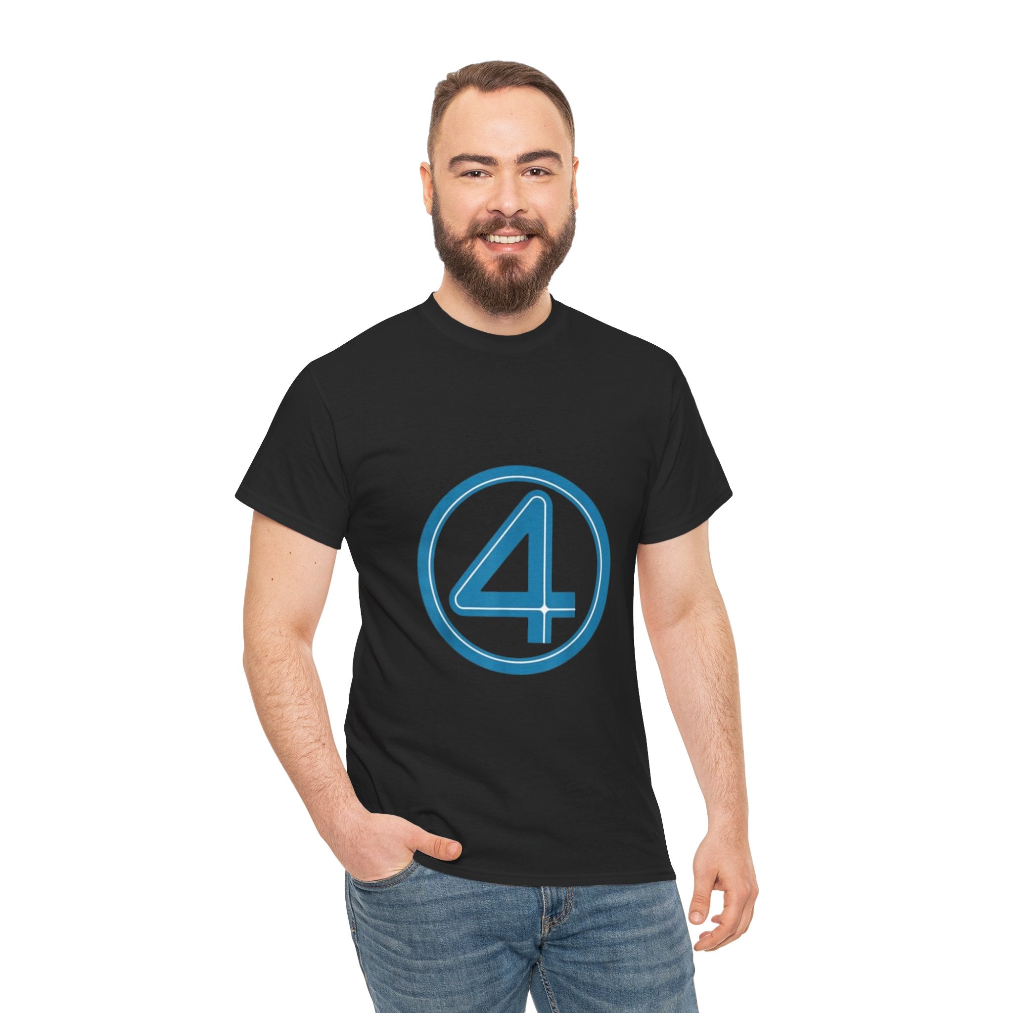 Impressley Fantastic Four Logo T-Shirt  Marvel Superhero Team Graphic Tee for Men & Women, Black Casual Short Sleeve Shirt